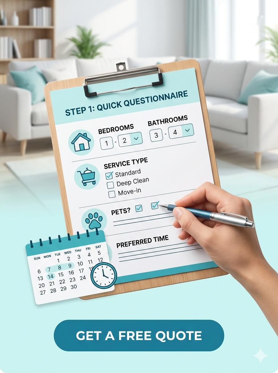Cleaning service online booking questionnaire and calendar Phone the Maid 